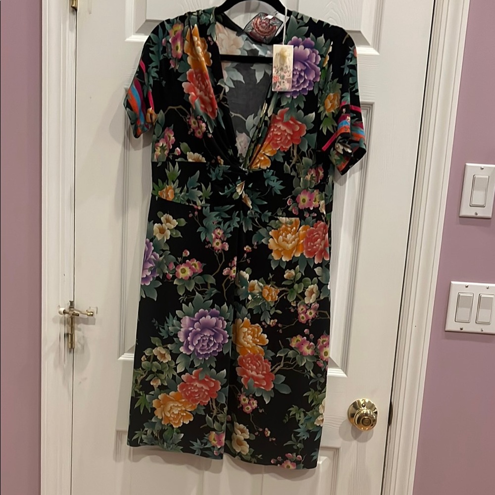 Floral Johnny Was Black Dress